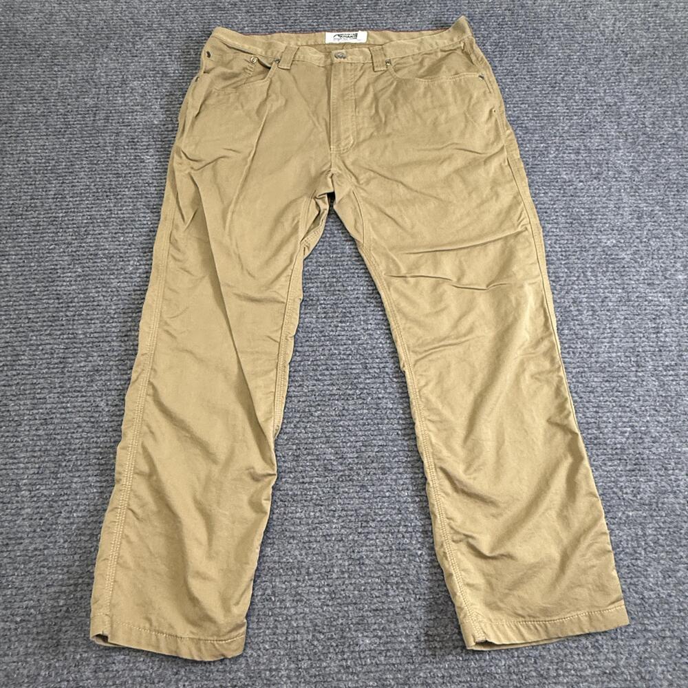 Mountain Khakis Pants Mens 36x27 Beige Slim Tailored Fit Stretch Canvas Chino